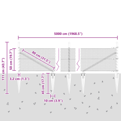 vidaXL Žoga āķis Pelēka 50 x 0,5 m ,13 mm acs, Tērauds un PVC