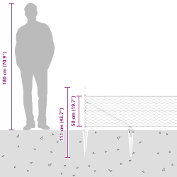 vidaXL Žoga āķis Pelēka 50 x 0,5 m ,50 mm siets, Tērauds un PVC