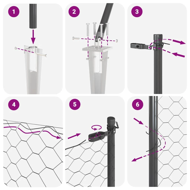 vidaXL Žoga āķis Pelēka 50 x 0,8 m ,13 mm režģis, Tērauds un PVC