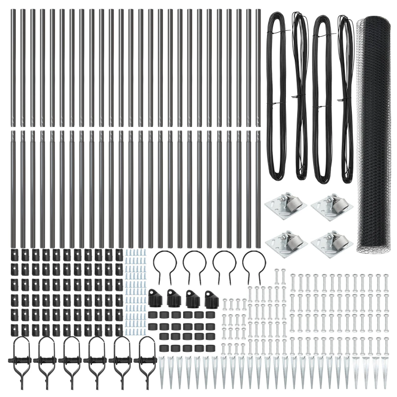 vidaXL Žoga āķis Pelēka 50 x 1,4 m ,25 mm siets, Tērauds un PVC