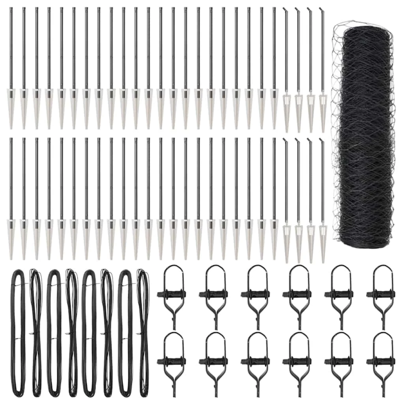 vidaXL Žoga āķis Pelēka 100 x 0,8 m ,50 mm acs, Tērauds un PVC