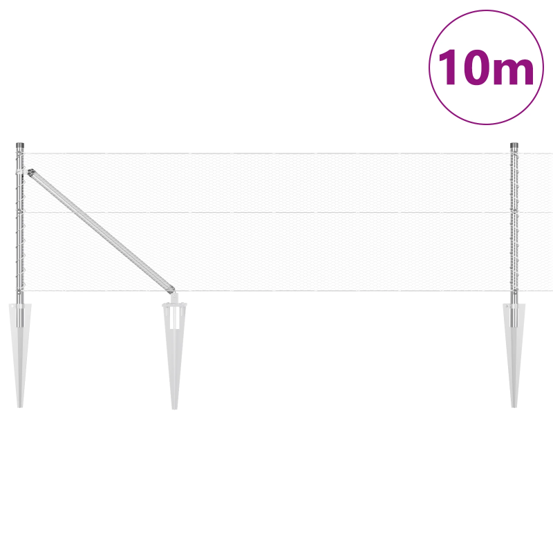 vidaXL Žoga āķis Sudraba 10 x 0,6 m ,13 mm režģis, Tērauds
