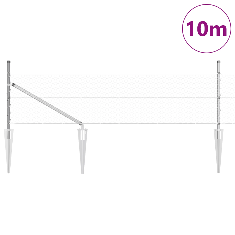 vidaXL Žoga āķis Sudraba 10 x 0,8 m ,25 mm režģis, Tērauds