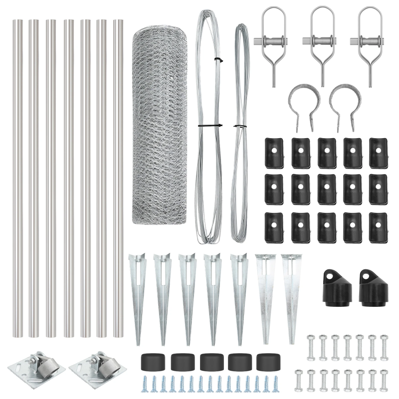 vidaXL Žoga āķis Sudraba 10 x 1 m ,25 mm sieta, Tērauds