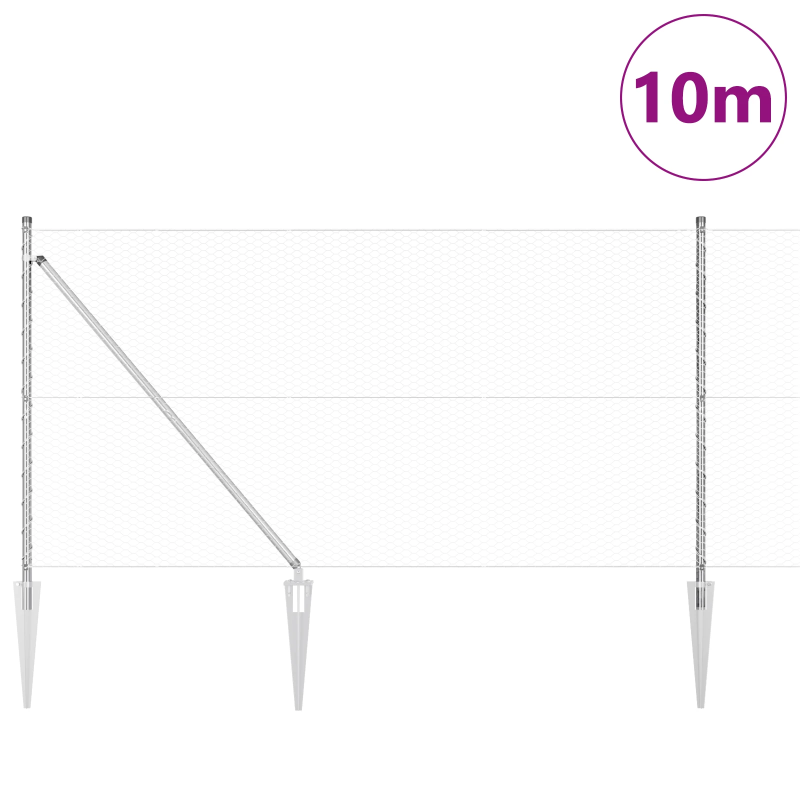 vidaXL Žoga āķis Sudraba 10 x 1 m ,25 mm sieta, Tērauds