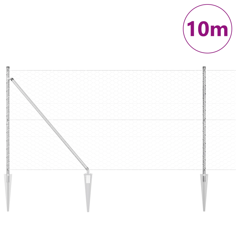vidaXL Žoga āķis Sudraba 10 x 1,4 m ,50 mm siets, Tērauds