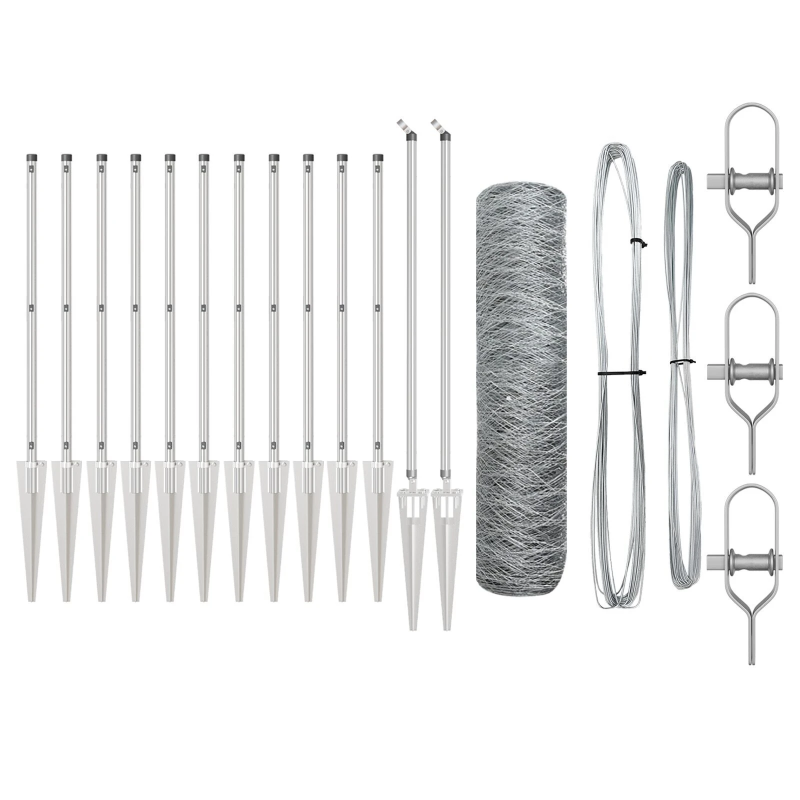 vidaXL Žogs ar stabiem. Sudraba 0.5 x 25 m PVC pārklāts tērauds