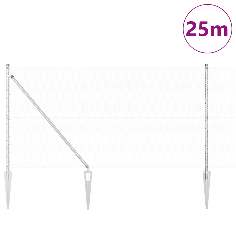 vidaXL Žoga āķis Sudraba 25 x 1,4 m ,25 mm siets, Tērauds