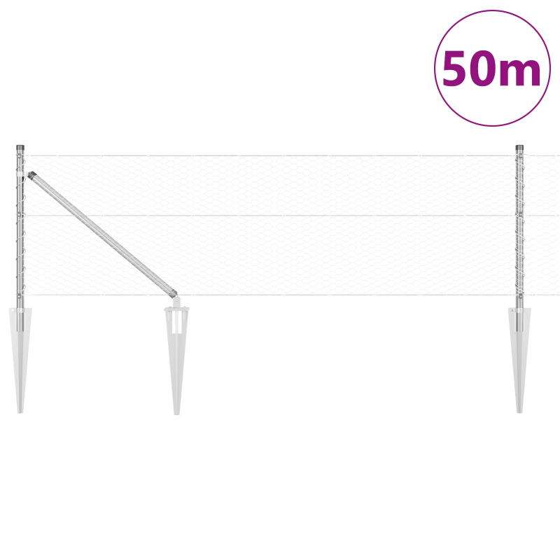 vidaXL Žoga āķis Sudraba 50 x 0,6 m ,25 mm acs, Tērauds