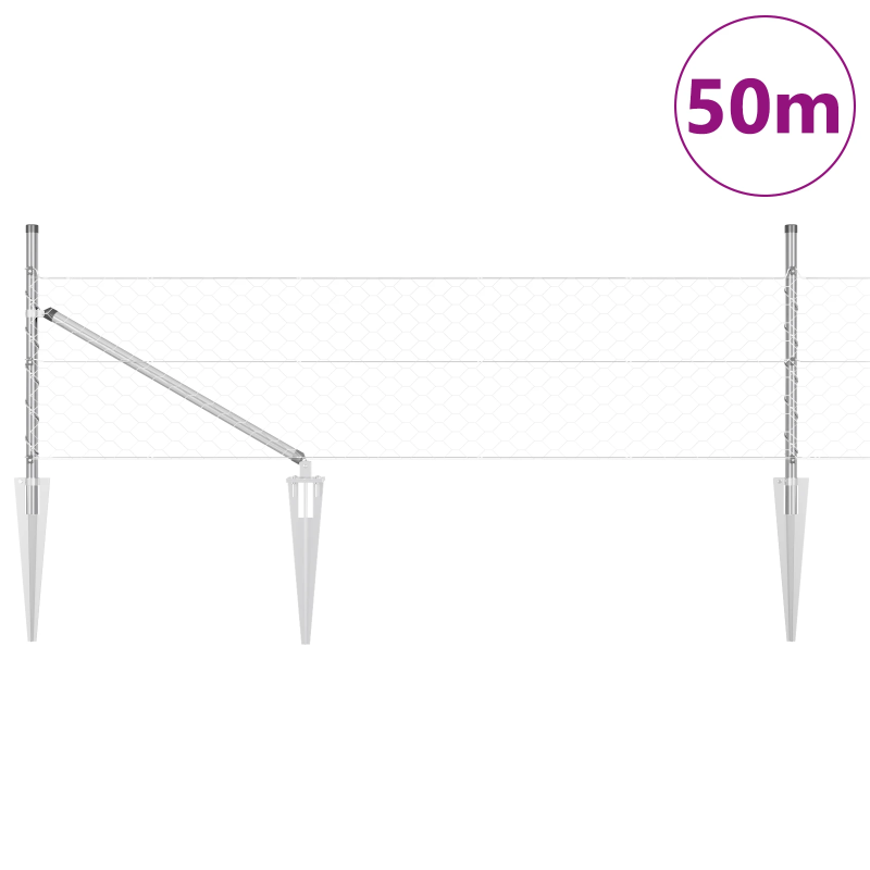 vidaXL Žoga āķis Sudraba 50 x 0,8 m ,50 mm siets, Tērauds