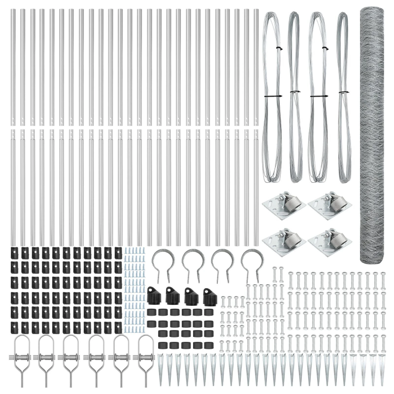 vidaXL Žoga āķis Sudraba 50 x 1,5 m ,50 mm siets, Tērauds