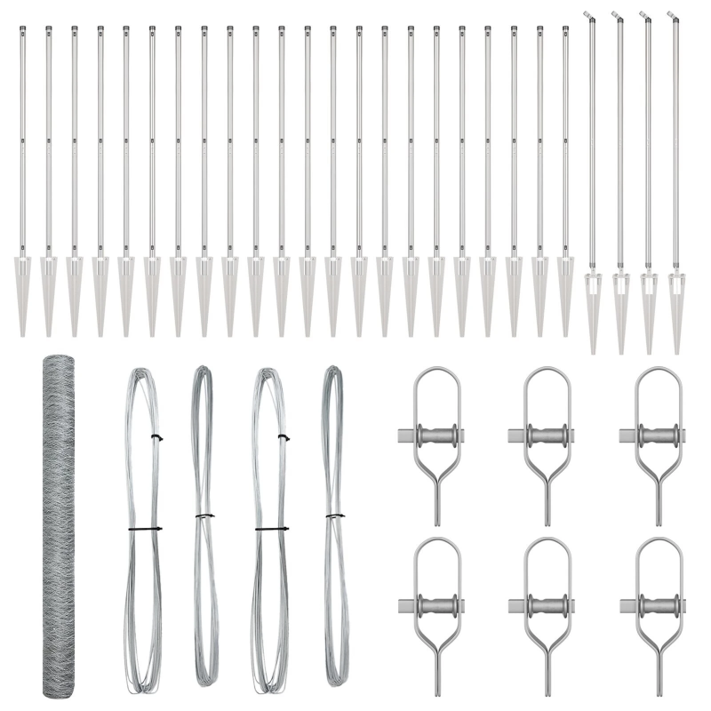 vidaXL Žoga āķis Sudraba 50 x 1,6 m ,50 mm siets, Tērauds