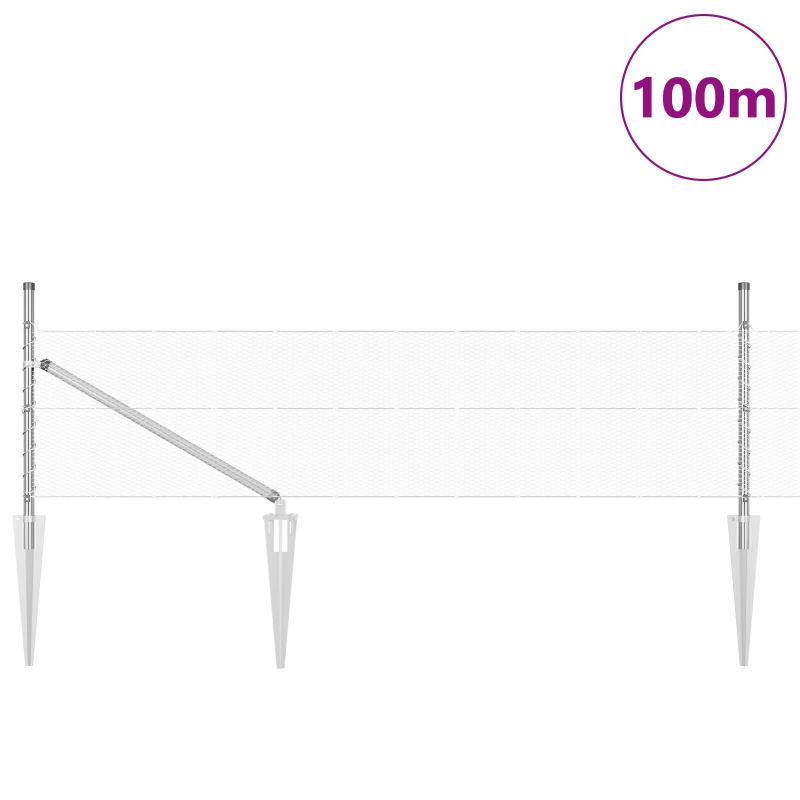 vidaXL Žoga āķis Sudraba 100 x 0,4 m ,13 mm siets, Tērauds