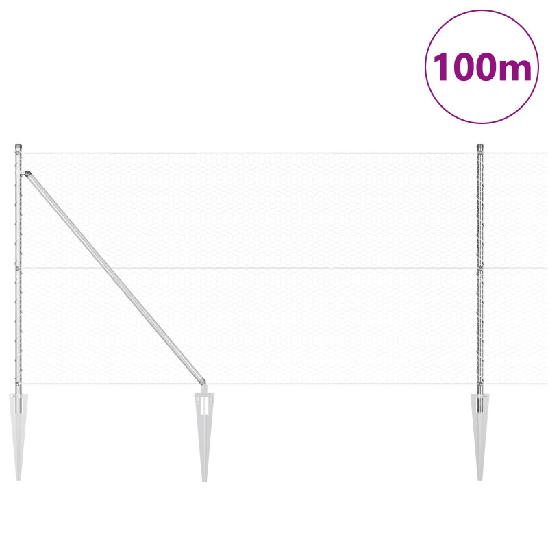 vidaXL Žoga āķis Sudraba 100 x 1,4 m ,25 mm acs, Tērauds