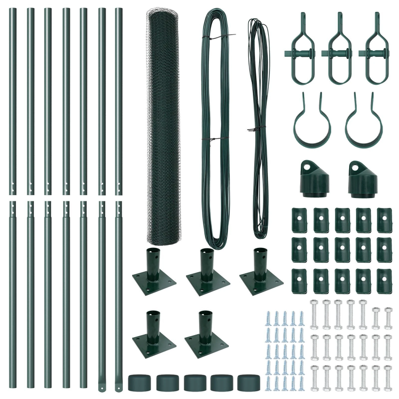 vidaXL Žoga āķis Zaļa 10 x 0,8 m ,25 mm režģis, Tērauds un PVC