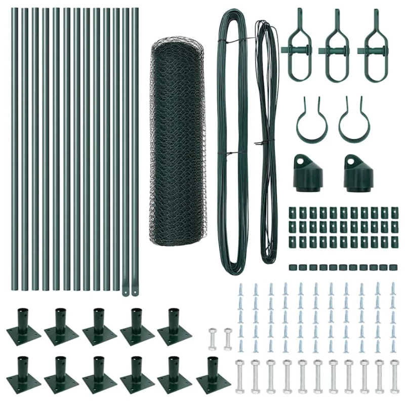 vidaXL Žoga āķis Zaļa 25 x 0,6 m ,13 mm siets, Tērauds un PVC