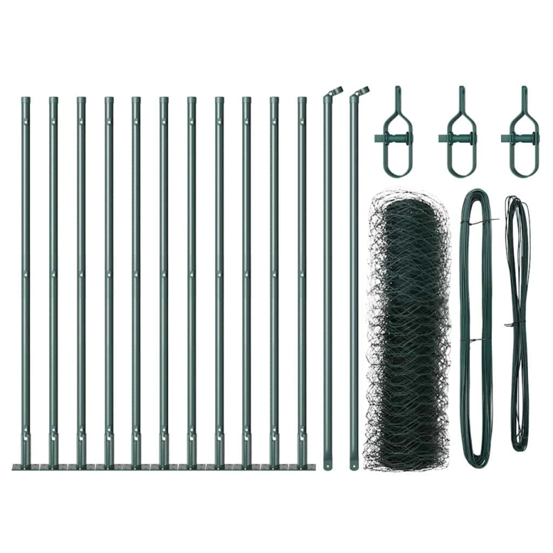 vidaXL Žoga āķis Zaļa 25 x 0,6 m ,36 mm siets, Tērauds un PVC