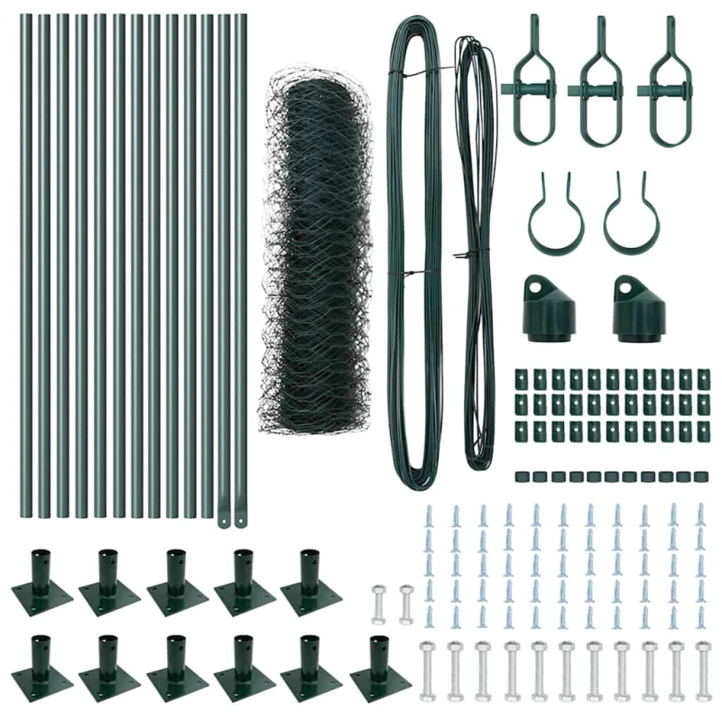 vidaXL Žoga āķis Zaļa 25 x 0,6 m ,50 mm siets, Tērauds un PVC