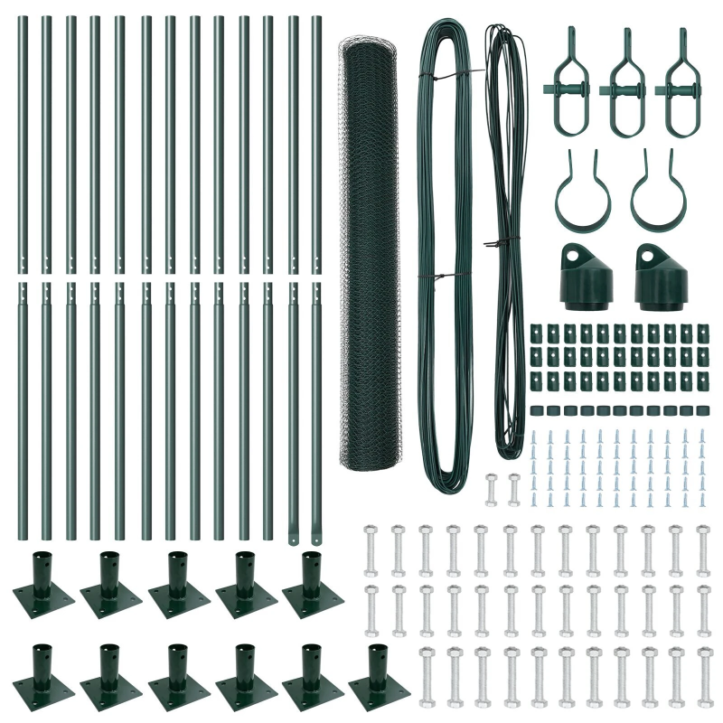 vidaXL Žoga āķis Zaļa 25 x 0,8 m ,25 mm siets, Tērauds un PVC