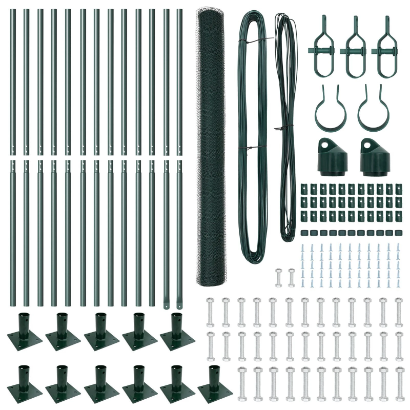 vidaXL Žoga āķis Zaļa 25 x 1,4 m ,13 mm acs, Tērauds un PVC