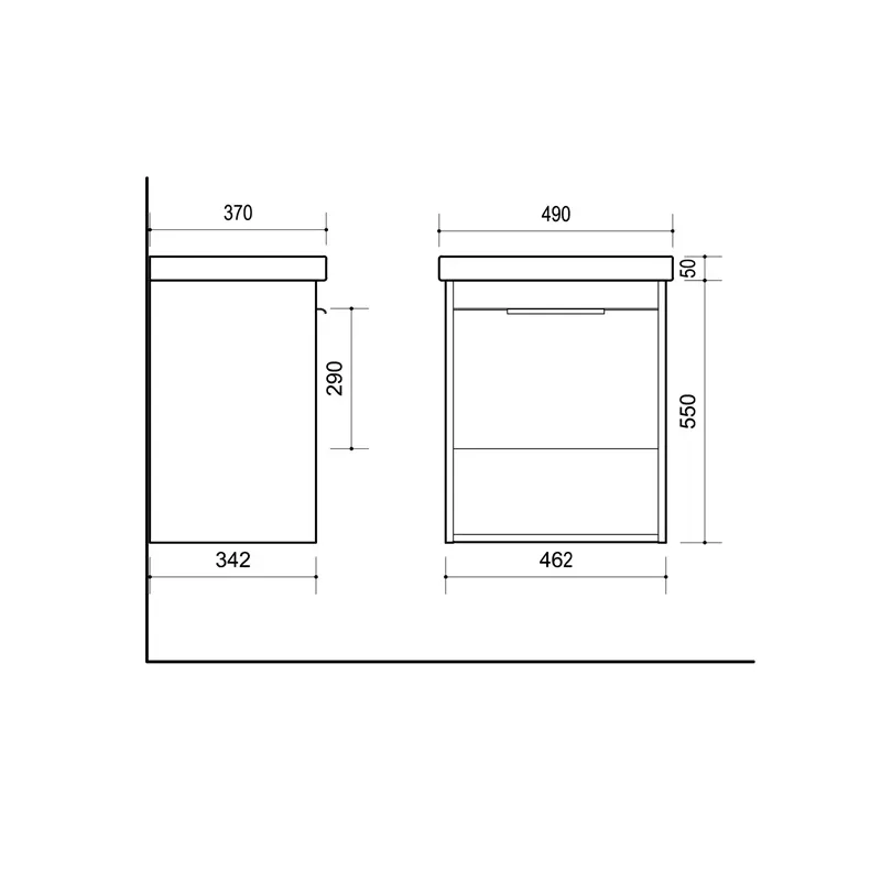 Valamualune vannitoa kapp Domoletti SA 50 C, valge v., 34.2 cm x 46.2 cm x 55 cm