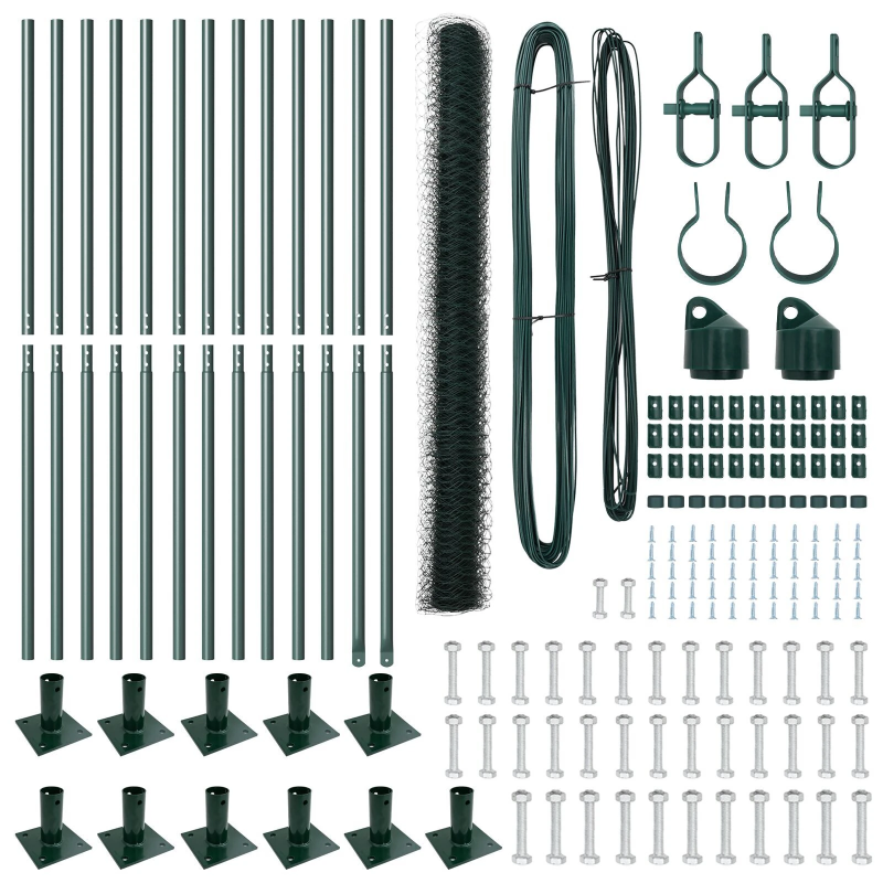 vidaXL Žoga āķis Zaļa 25 x 1,6 m ,36 mm siets, Tērauds un PVC