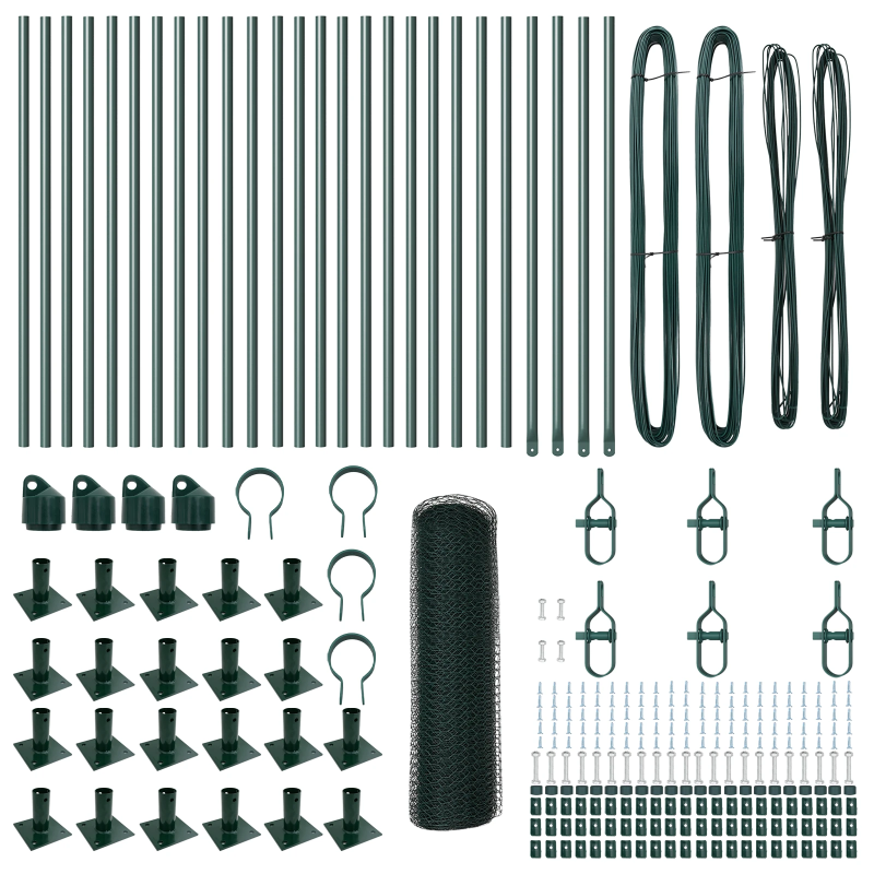 vidaXL Žoga āķis Zaļa 50 x 0,4 m ,13 mm siets, Tērauds un PVC