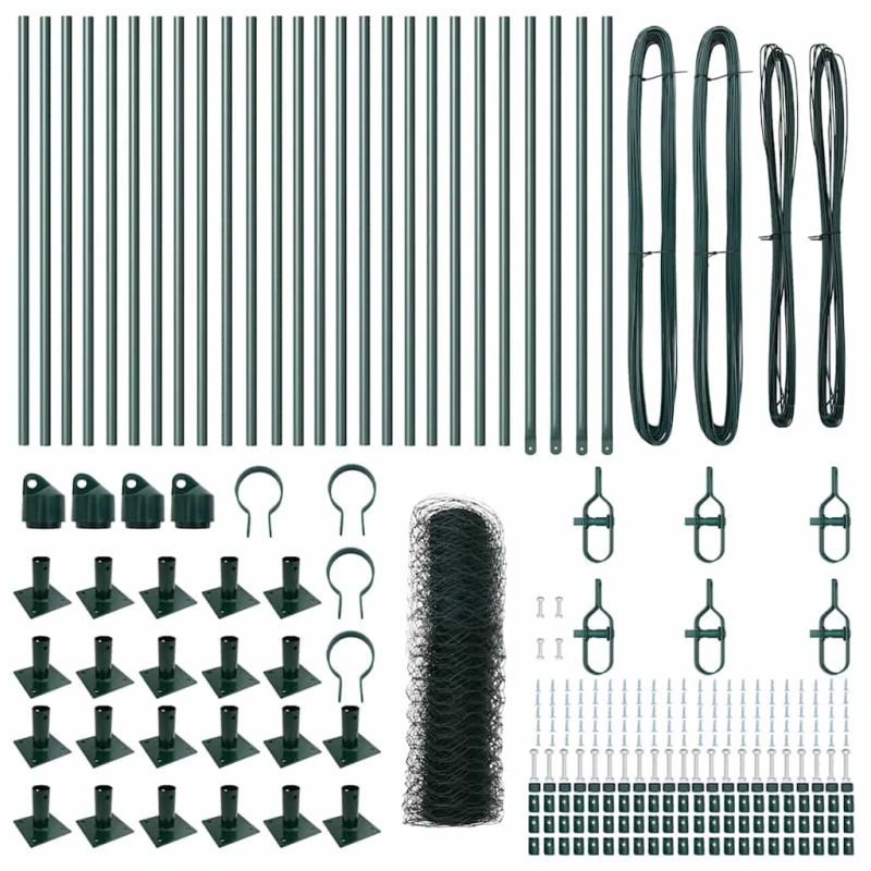 vidaXL Žoga āķis Zaļa 50 x 0,5 m ,50 mm siets, Tērauds un PVC