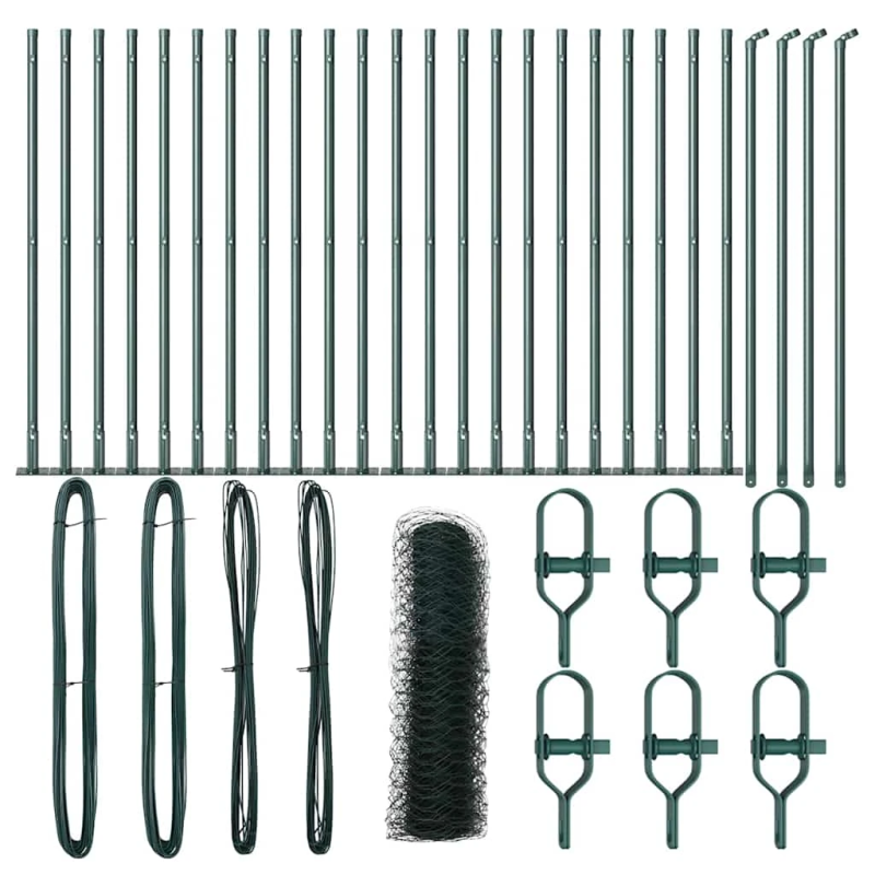 vidaXL Žoga āķis Zaļa 50 x 0,5 m ,50 mm siets, Tērauds un PVC