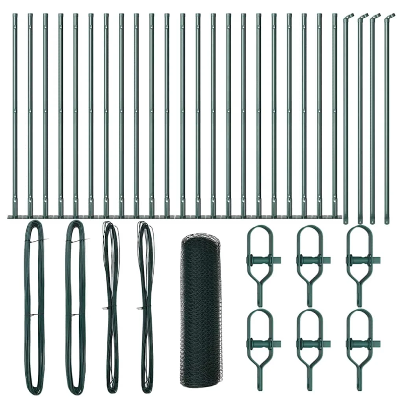 vidaXL Žoga āķis Zaļa 50 x 0,6 m ,13 mm acs, Tērauds un PVC