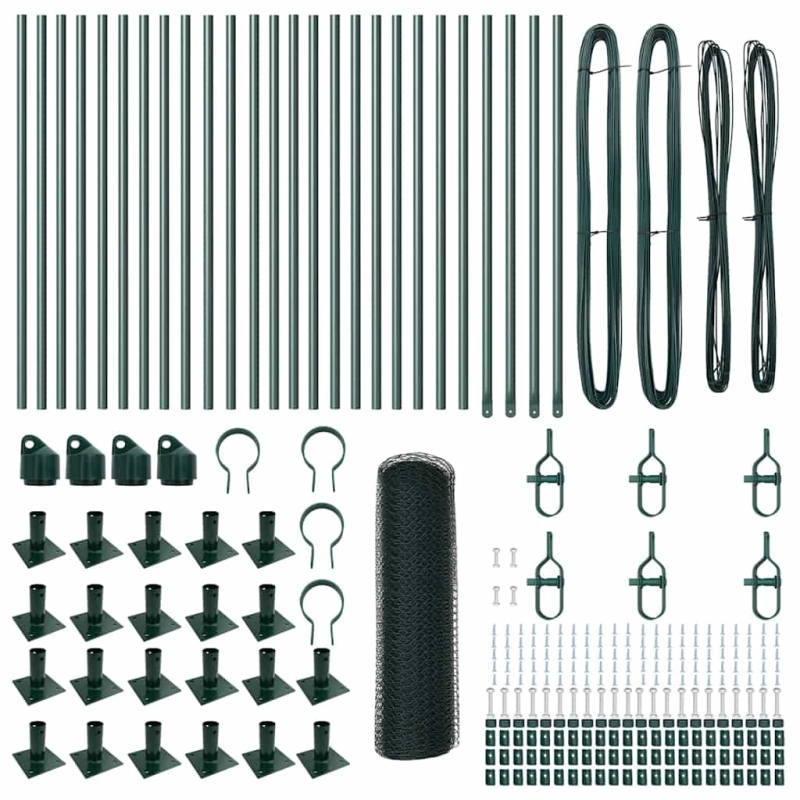 vidaXL Žoga āķis Zaļa 50 x 0,6 m ,13 mm acs, Tērauds un PVC