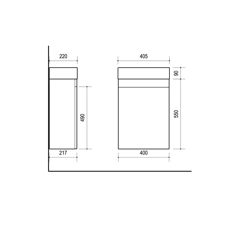 Pakaramā vannas istabas skapītis SA 40L OAK ar izlietni