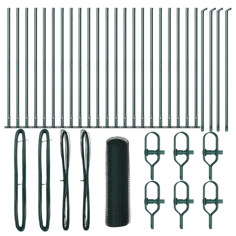 vidaXL Žoga āķis Zaļa 50 x 1 m ,25 mm acs, Tērauds un PVC