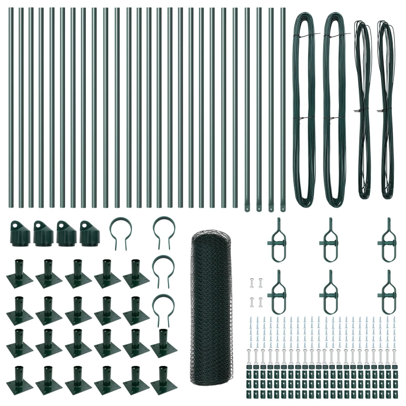 vidaXL Žoga āķis Zaļa 50 x 1 m ,25 mm acs, Tērauds un PVC