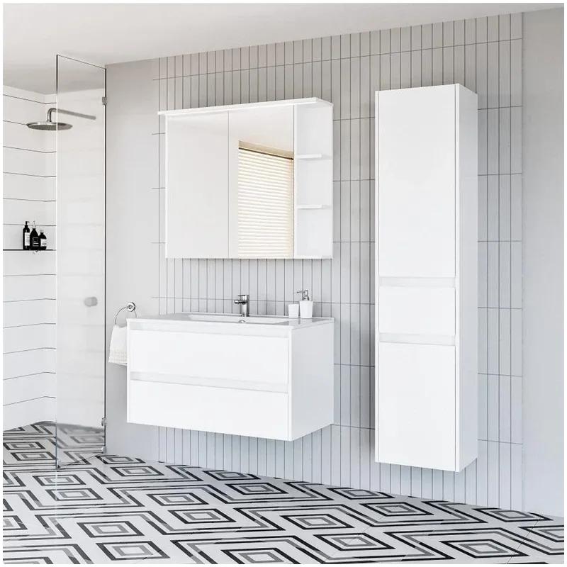 Piekarināms vannas istabas skapis Domoletti, balta krās., 30 cm x 37.6 cm x 165 cm