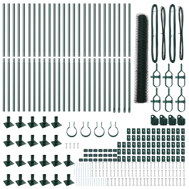 vidaXL Žoga āķis Zaļa 50 x 1,2 m ,36 mm siets, Tērauds un PVC