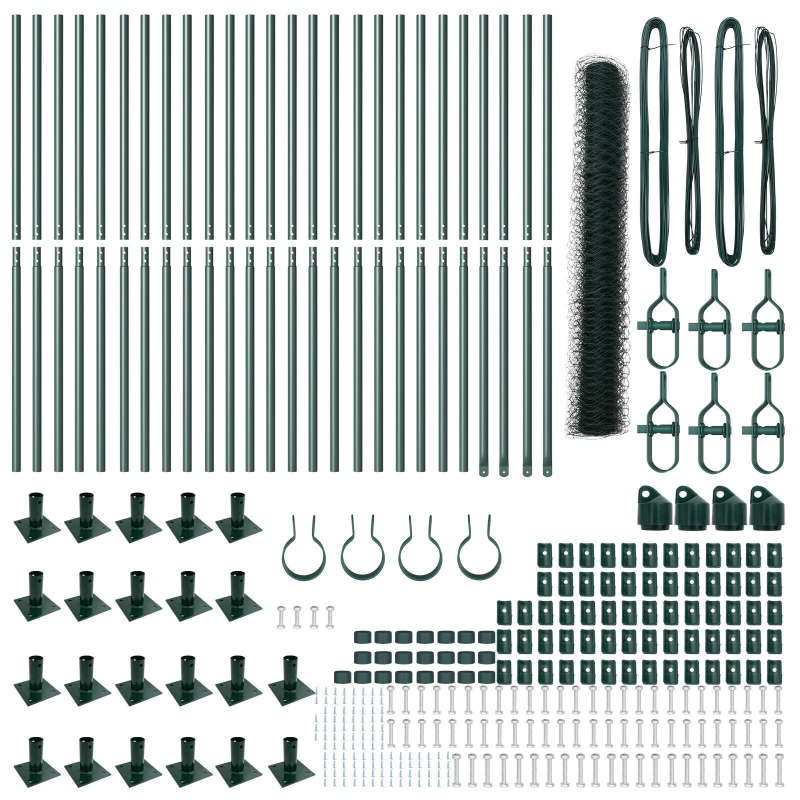 vidaXL Žoga āķis Zaļa 50 x 1,2 m ,50 mm acs, Tērauds un PVC