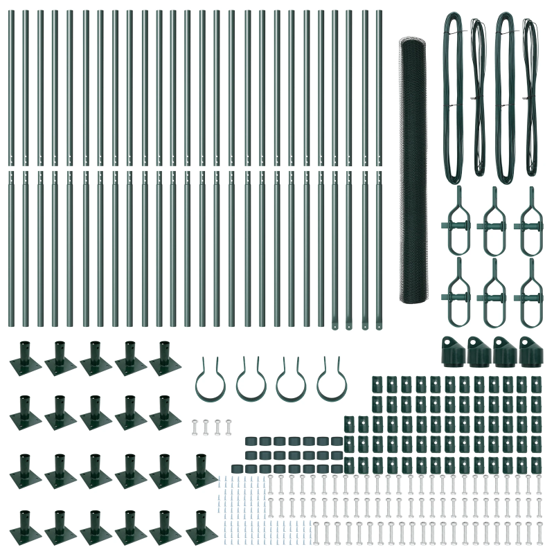 vidaXL Žoga āķis Zaļa 50 x 1,4 m ,25 mm siets, Tērauds un PVC