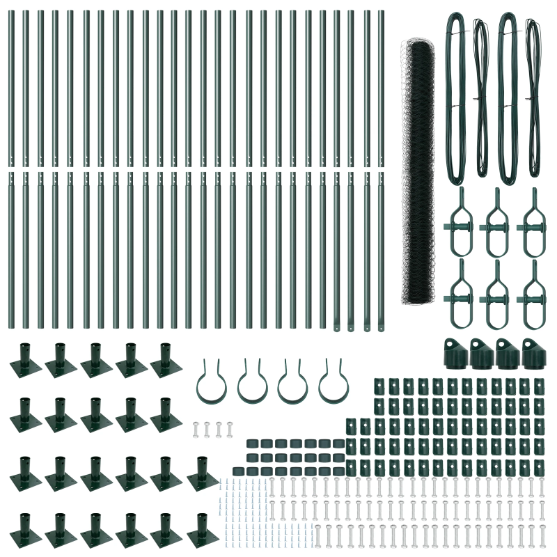 vidaXL Žoga āķis Zaļa 50 x 1,4 m ,50 mm siets, Tērauds un PVC
