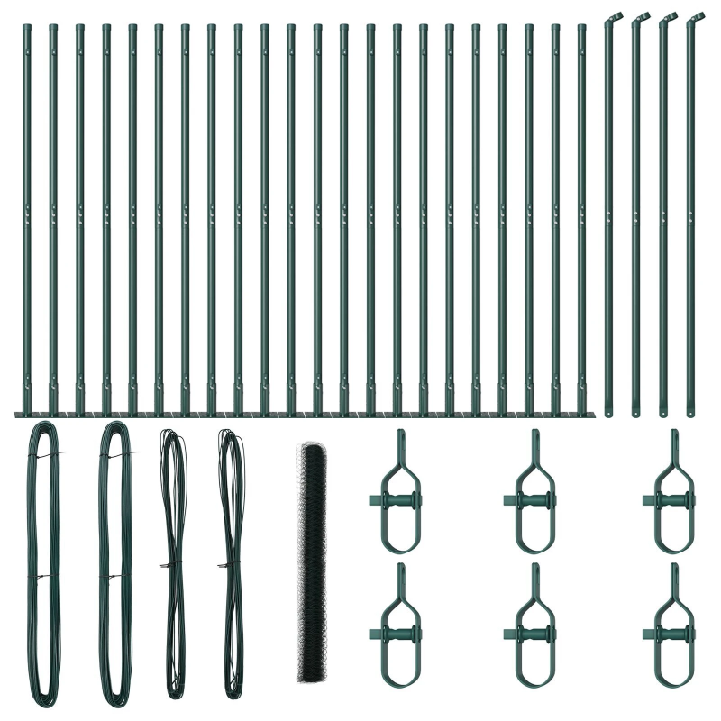 vidaXL Žoga āķis Zaļa 50 x 1,5 m ,50 mm siets, Tērauds un PVC