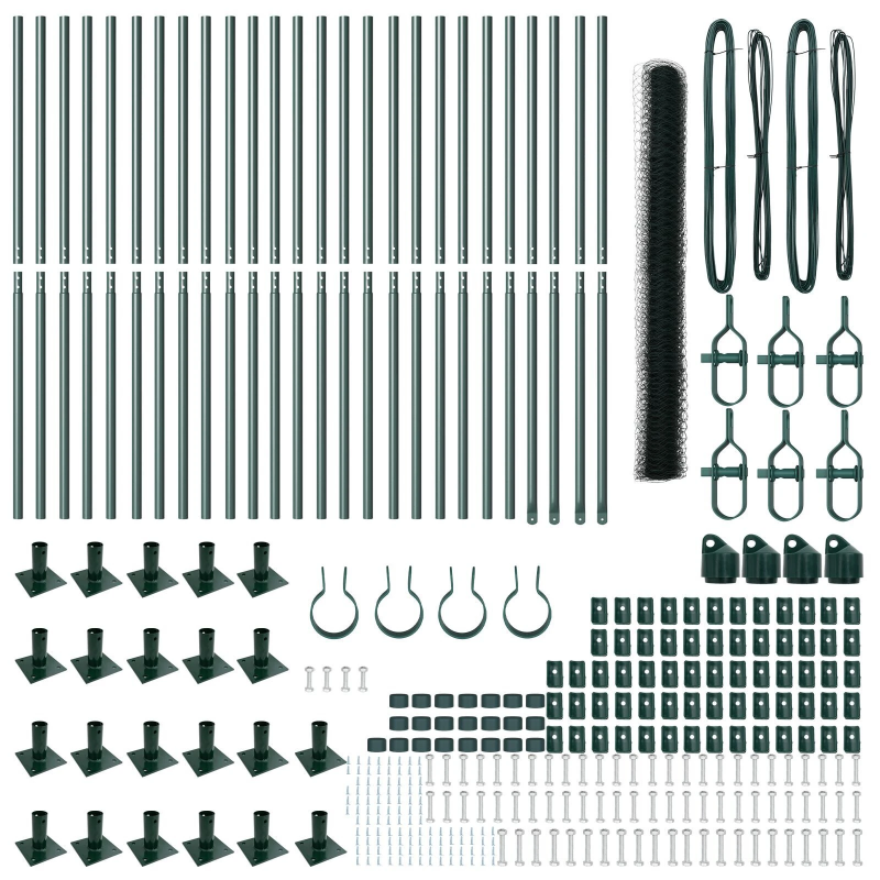 vidaXL Žoga āķis Zaļa 50 x 1,6 m ,50 mm siets, Tērauds un PVC