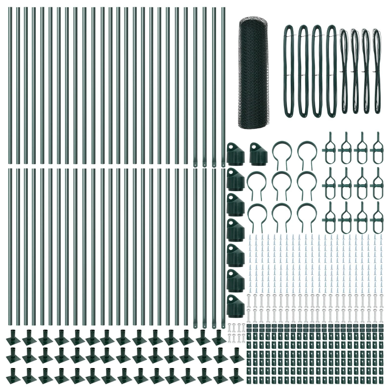 vidaXL Žoga āķis Zaļa 100 x 0,4 m ,13 mm siets, Tērauds un PVC