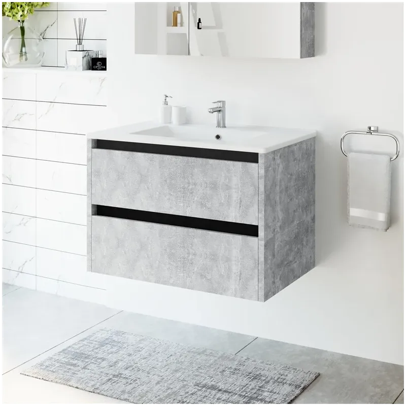 Vannas istabas skapis zem izlietnes Domoletti, pelēka krās., 45.5 cm x 69.0 cm x 50.0 cm