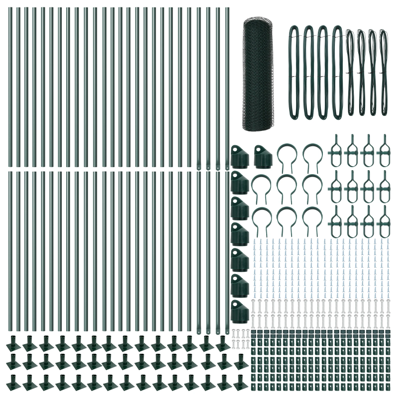 vidaXL Žoga āķis Zaļa 100 x 0,4 m ,25 mm acs, Tērauds un PVC