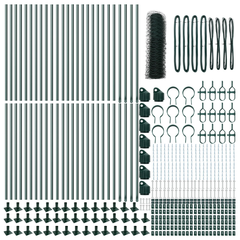 vidaXL Žoga āķis Zaļa 100 x 0,4 m ,50 mm siets, Tērauds un PVC