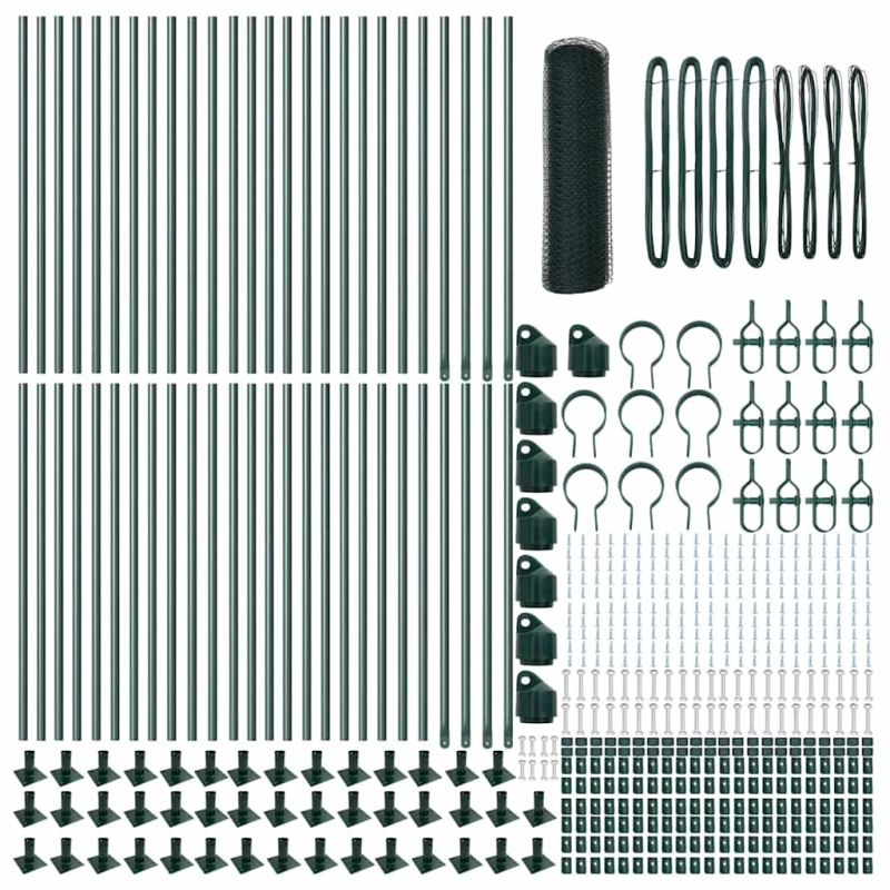 vidaXL Žoga āķis Zaļa 100 x 0,5 m ,13 mm acs, Tērauds un PVC