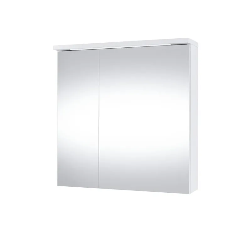 Piekarināms vannas istabas skapis ar spoguli Domoletti Outline SV70DL-2, balta krās., 18 cm x 70.1 cm x 68.6 cm