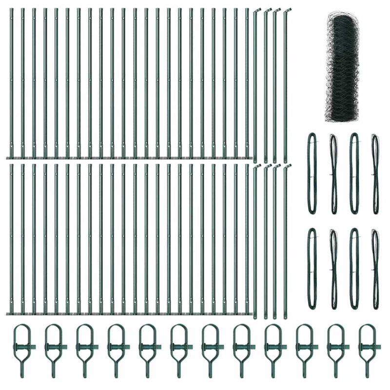 vidaXL Žoga āķis Zaļa 100 x 0,5 m ,50 mm acs, Tērauds un PVC