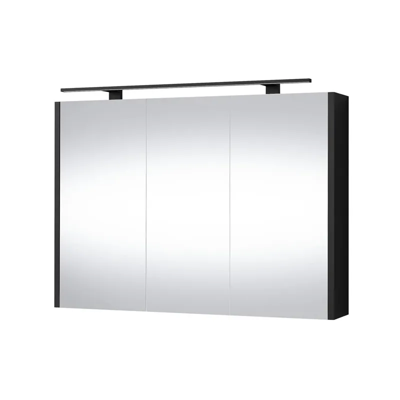 Piekarināms vannas istabas skapis ar spoguli Domoletti, melna krās., 15.5 cm x 91.5 cm x 66.5 cm