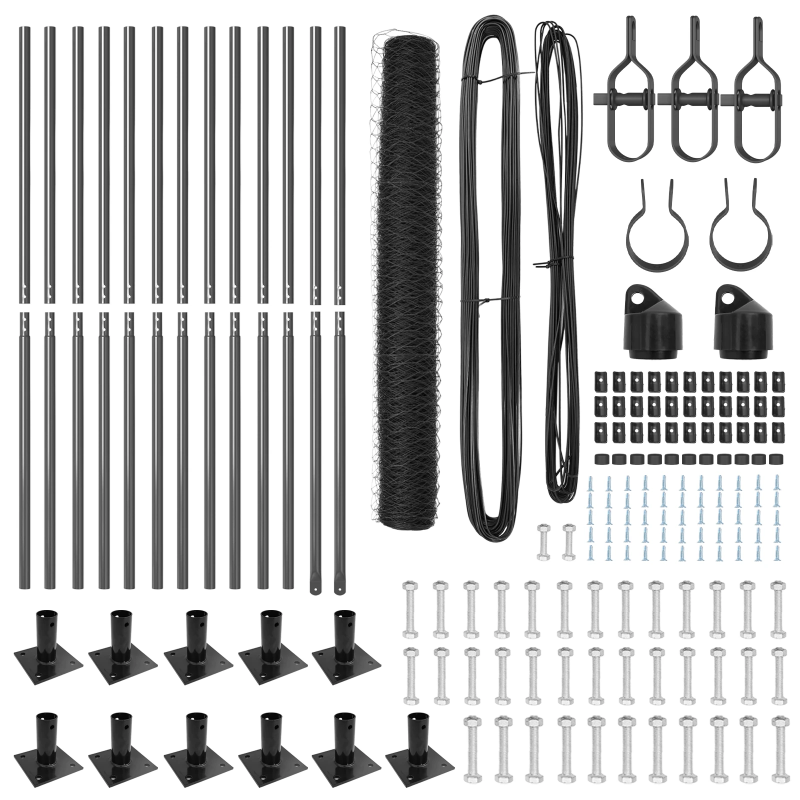 vidaXL Žogs ar stabiem. Pelēka 1.2 x 25 m PVC pārklāts tērauds